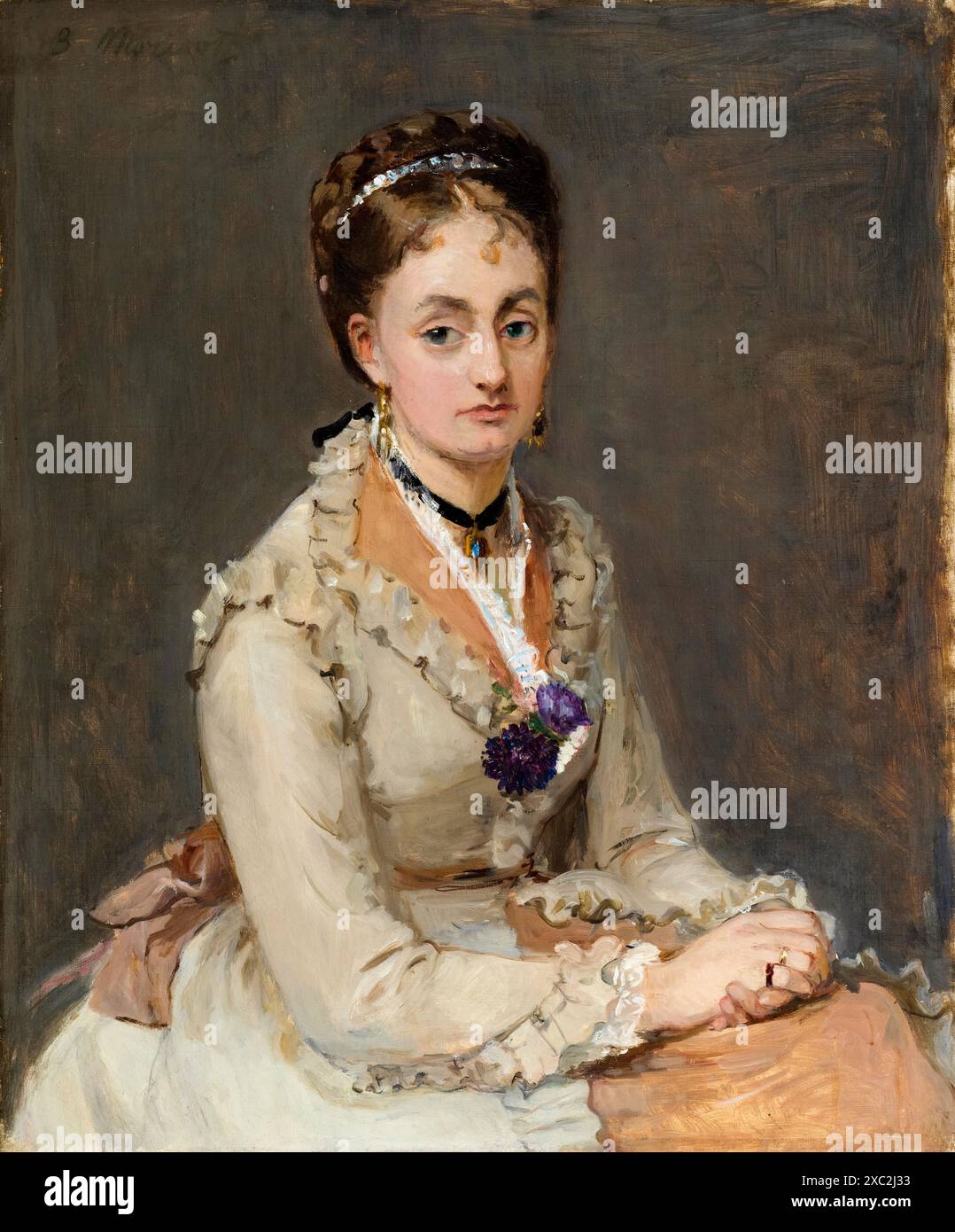 Berthe Morisot, Portrait de femme, peinture à l'huile sur toile, 1872-1875 Banque D'Images