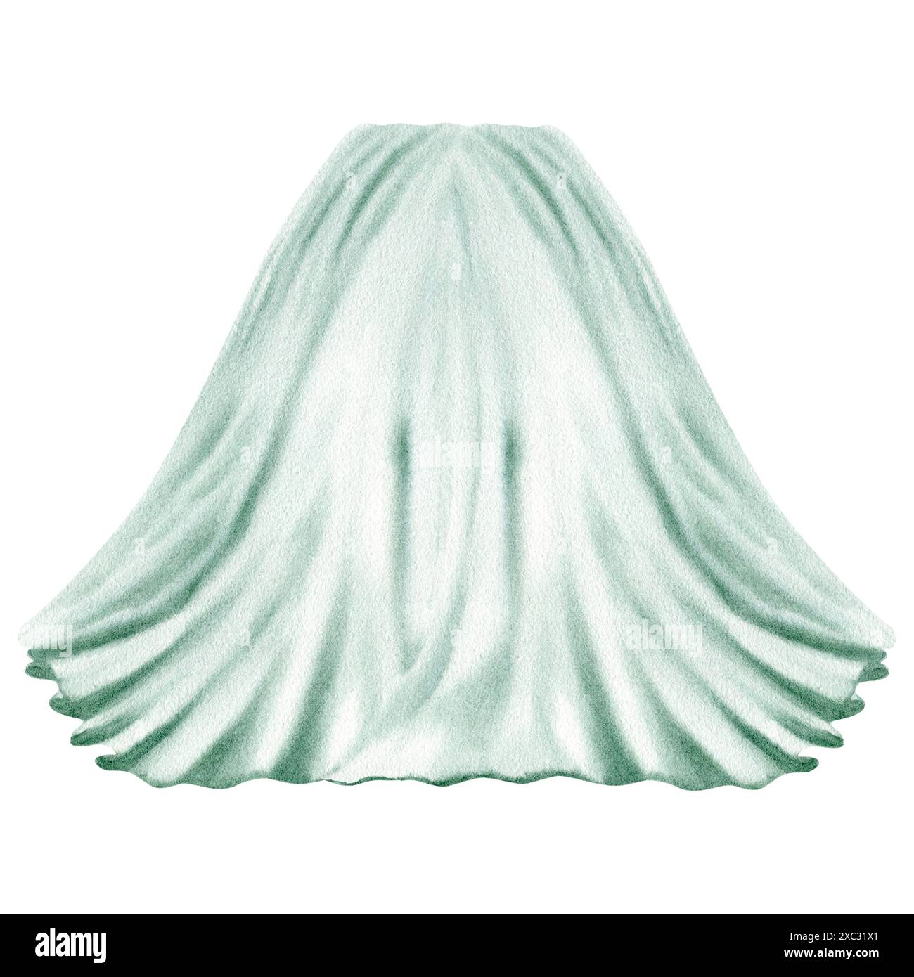 Toile de fond de rideau transparent. Rideaux décoratifs de scène ou de fenêtre en tissu. Illustration d'aquarelle dessinée à la main isolée sur fond blanc. Style vintage Banque D'Images