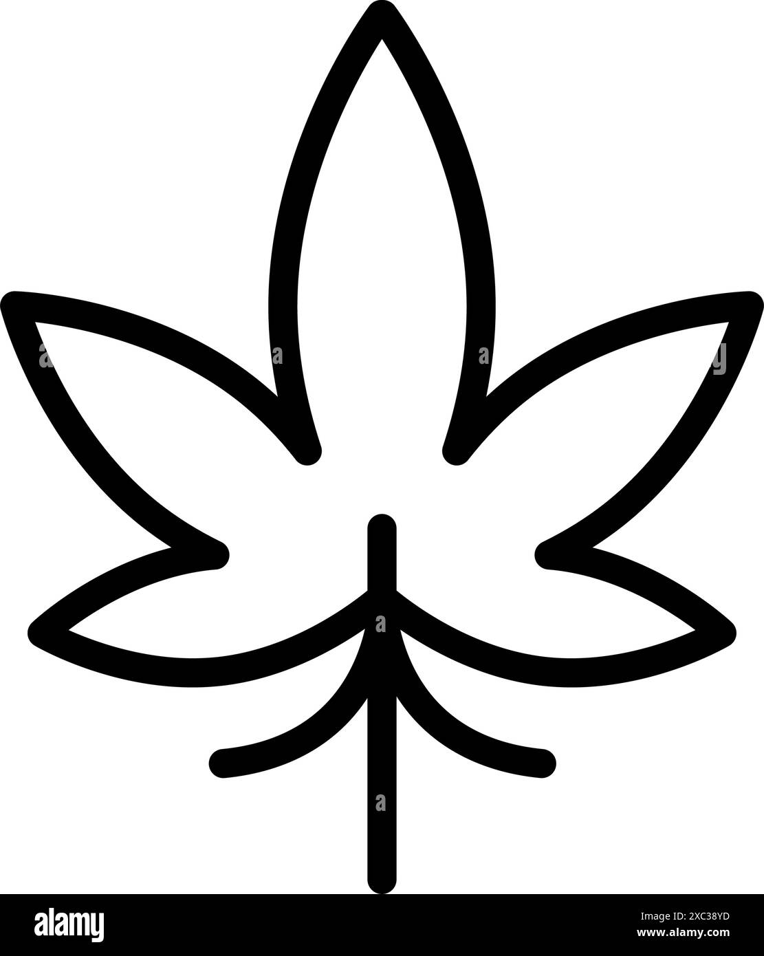 Icône de ligne de vecteur de feuille de cannabis. Icône de vecteur de symbole de logo de marijuana pour la conception de site Web, application mobile, ui. Signe simple isolé sur fond blanc. Illustration de Vecteur