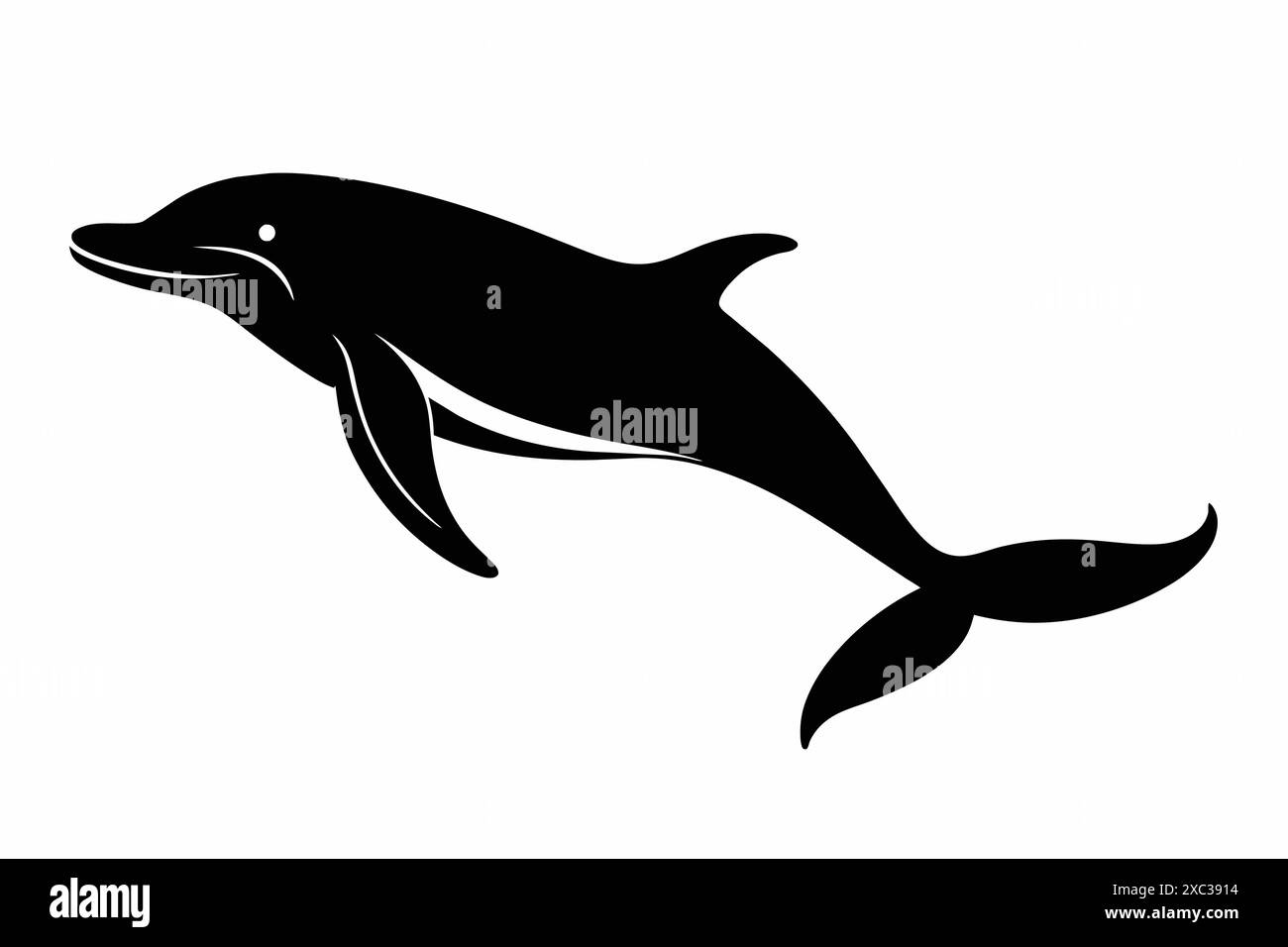 Silhouette noire de baleine isolée sur un fond blanc. Concept d'illustration d'animaux marins, style minimaliste, vie océanique, créature aquatique. Imprimer Illustration de Vecteur