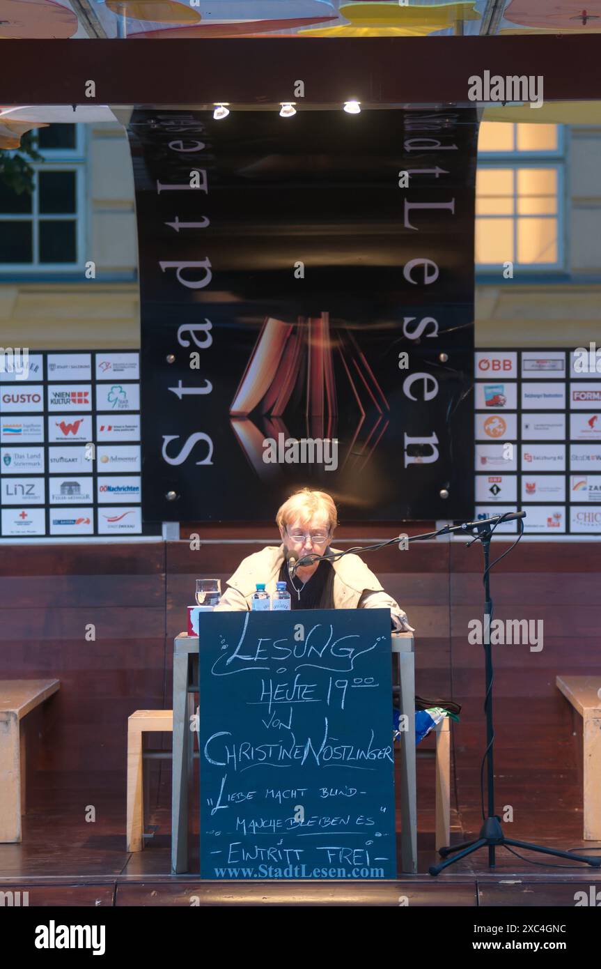 Vienne, Autriche. 20 septembre 2012 lecture avec Christine Nöstlinger (13 octobre 1936 à † 28 juin 2018) au Museumsquartier de Vienne Banque D'Images