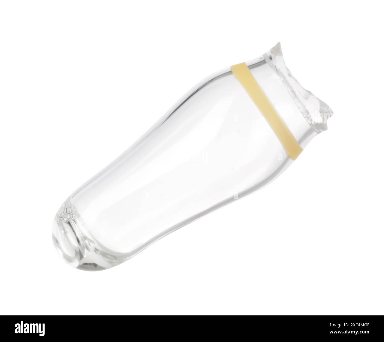 Pointe conique d'ampoule en verre ouvert isolée sur blanc Banque D'Images