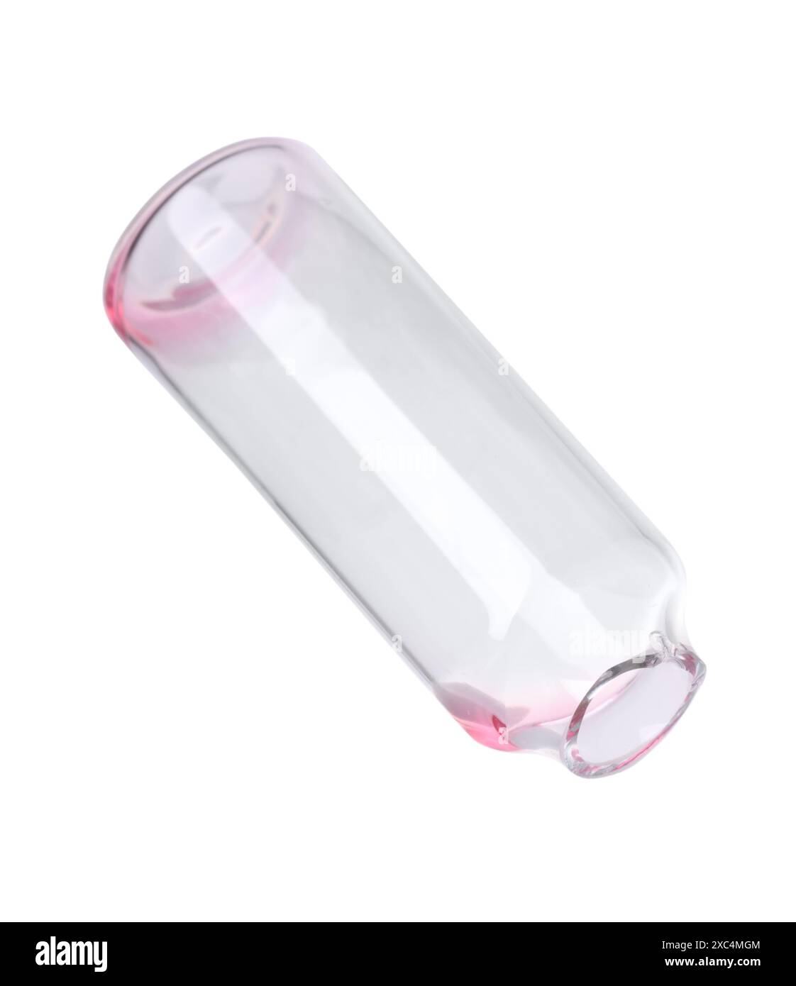 Ampoule en verre vide ouverte isolée sur blanc Banque D'Images