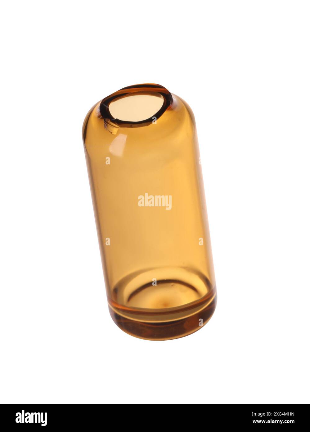 Ampoule en verre vide ouverte isolée sur blanc Banque D'Images
