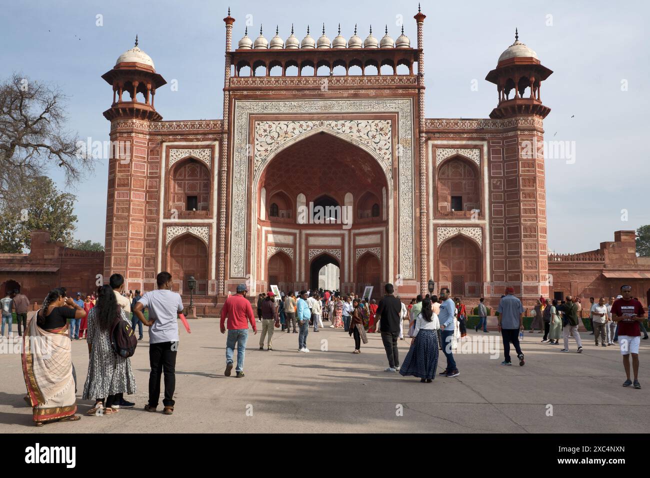 Agra, Inde : Mosquée du Taj Mahal. Banque D'Images