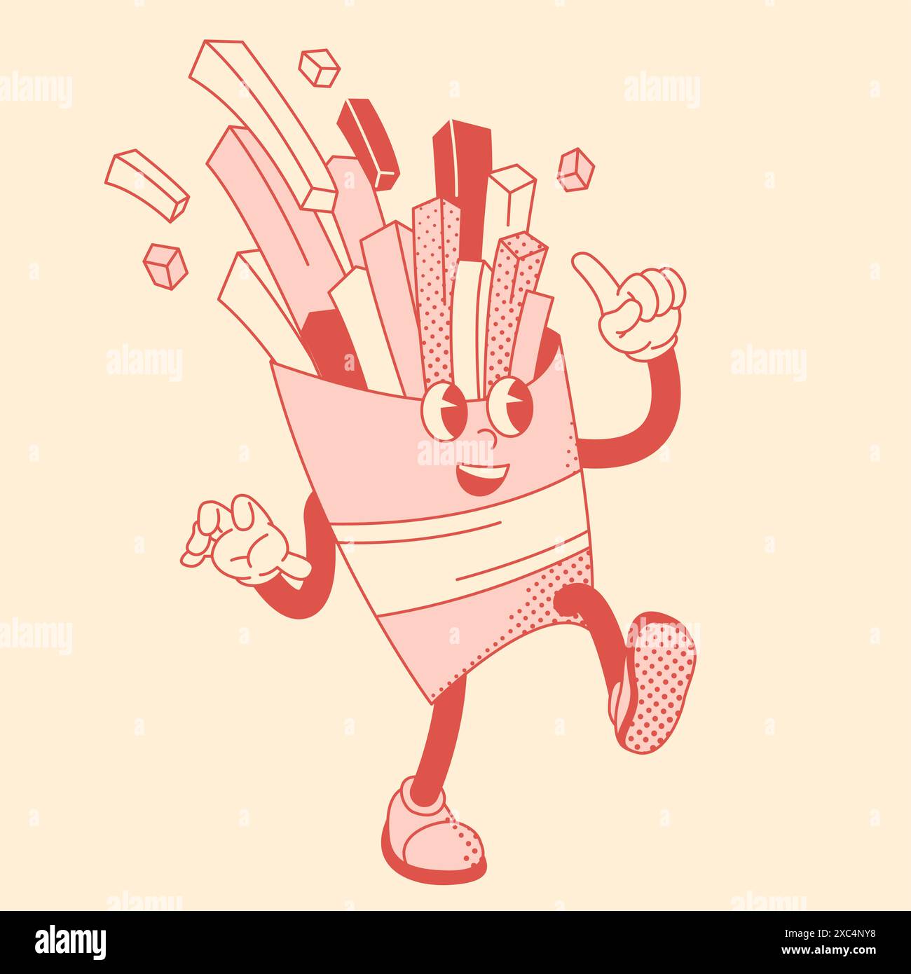 Frites groovy personnage comique Illustration de Vecteur
