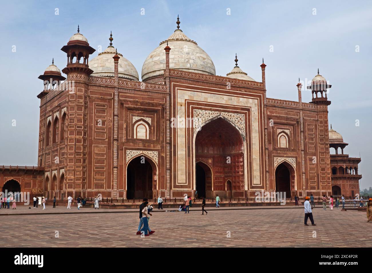 Agra, Inde : Mosquée du Taj Mahal. Banque D'Images