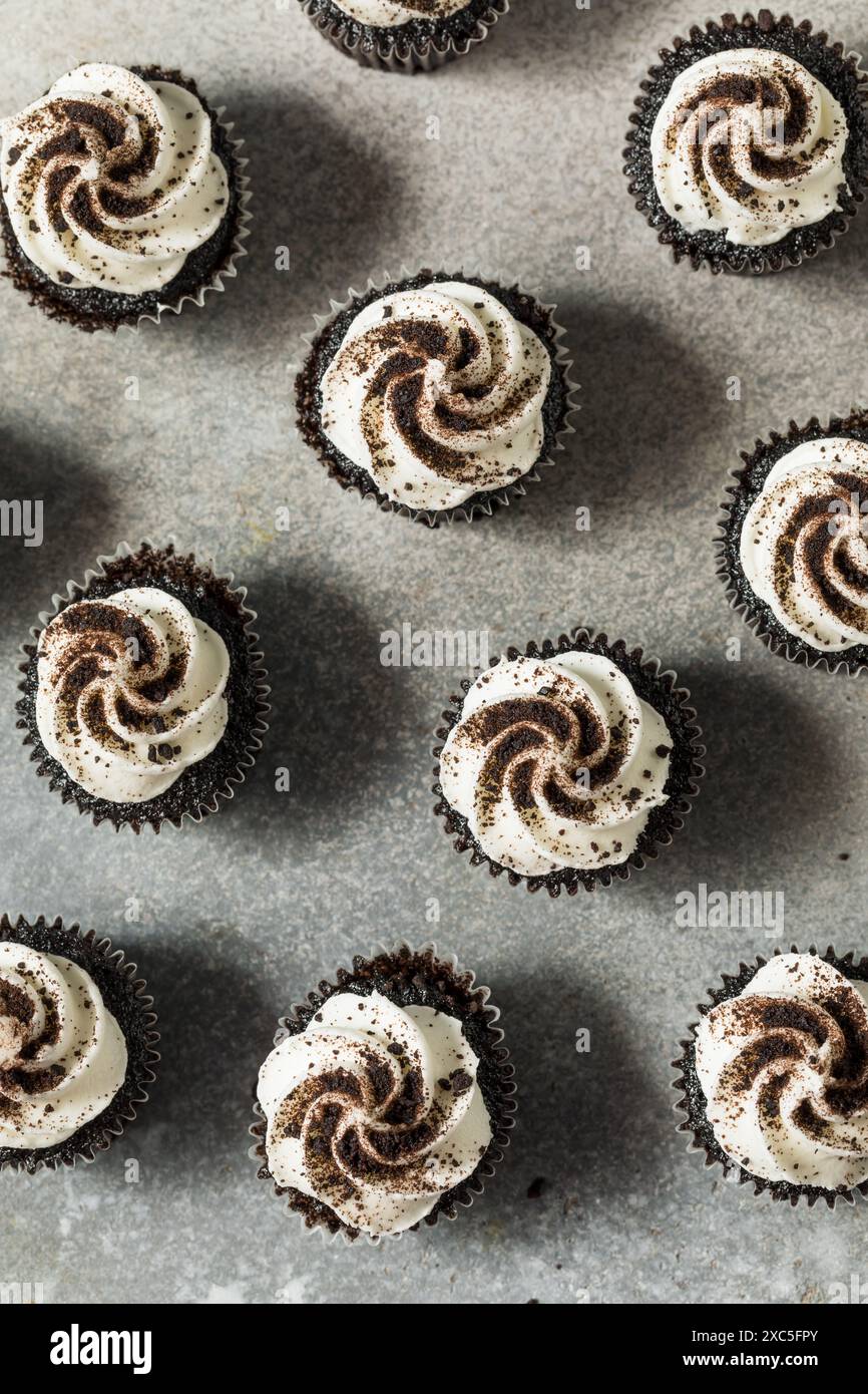 Biscuits cuits au four et Cupcakes à la crème avec glaçage Banque D'Images
