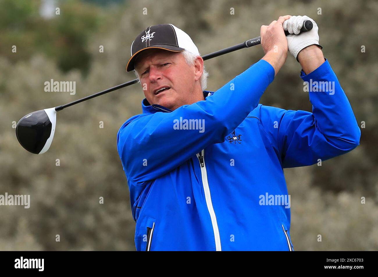 Photo du dossier datée du 21/07/17 du golfeur Sandy Lyle (Alexander Lyle) qui a été fait OBE (officier de l'ordre de l'Empire britannique), pour services rendus au Golf, sur la liste des honneurs d'anniversaire du roi. Date d'émission : vendredi 14 juin 2024. Banque D'Images
