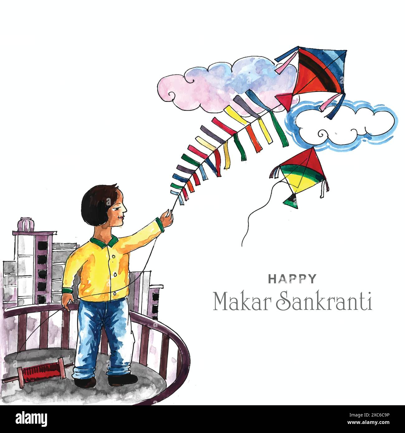 Heureux makar sankranti vacances inde fond de festival Illustration de Vecteur