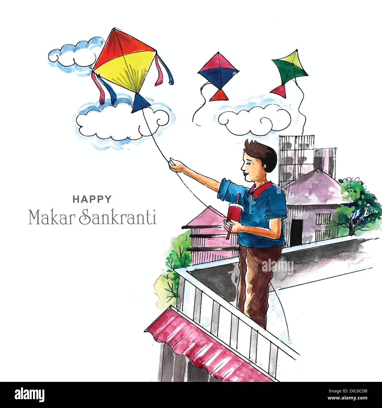 Heureux makar sankranti vacances inde fond de festival Illustration de Vecteur