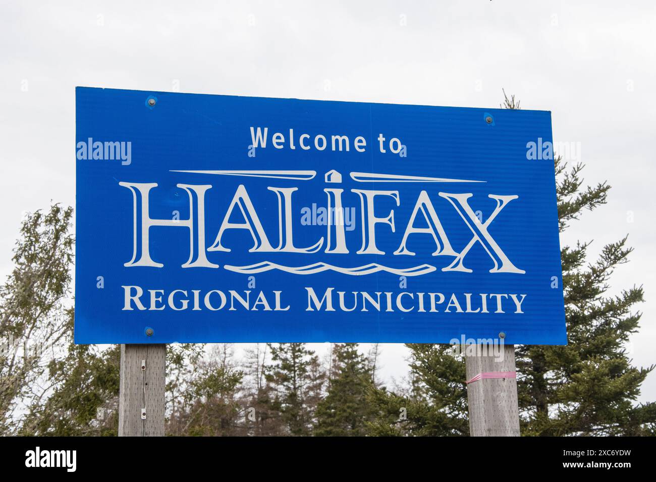 Bienvenue au panneau de la municipalité régionale de Halifax sur la route 7 à Ecum Secum, Nouvelle-Écosse, Canada Banque D'Images