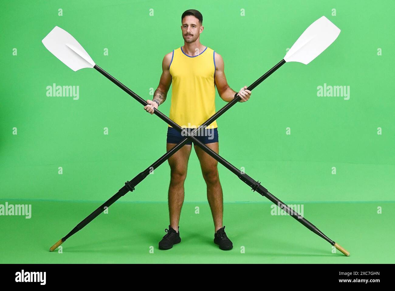 Rio de Janeiro, Brésil, 15 mai 2024. L'athlète olympique brésilien d'aviron Lucas Verthein, lors d'une journée médiatique, à l'hôtel Windsor dans la ville de Rio de Banque D'Images