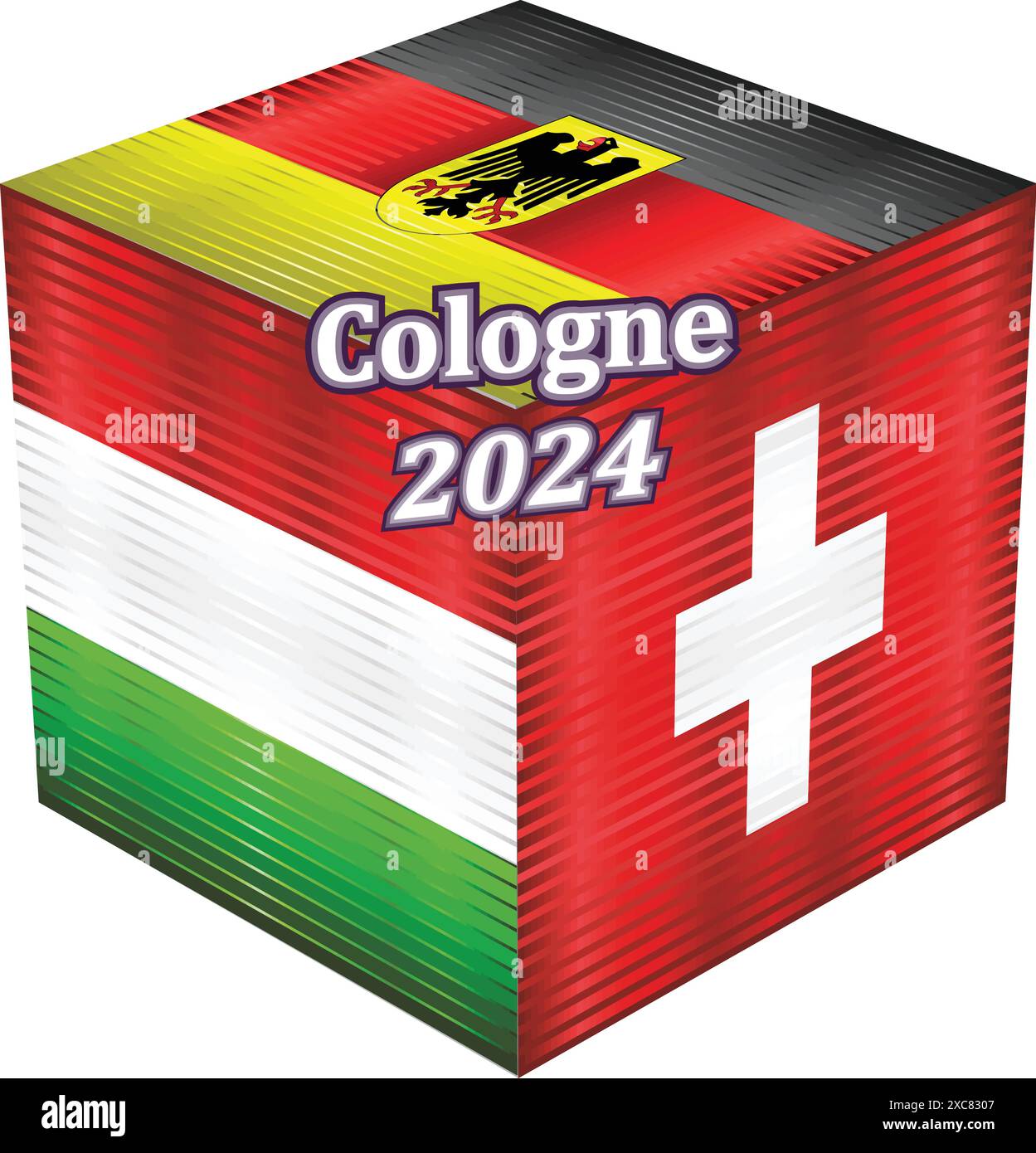 Championnat d'Europe de football de l'UEFA, Hongrie VS Suisse, drapeau grunge brillant d'Allemagne, drapeau grunge brillant de Suisse, drapeau grunge brillant o Illustration de Vecteur