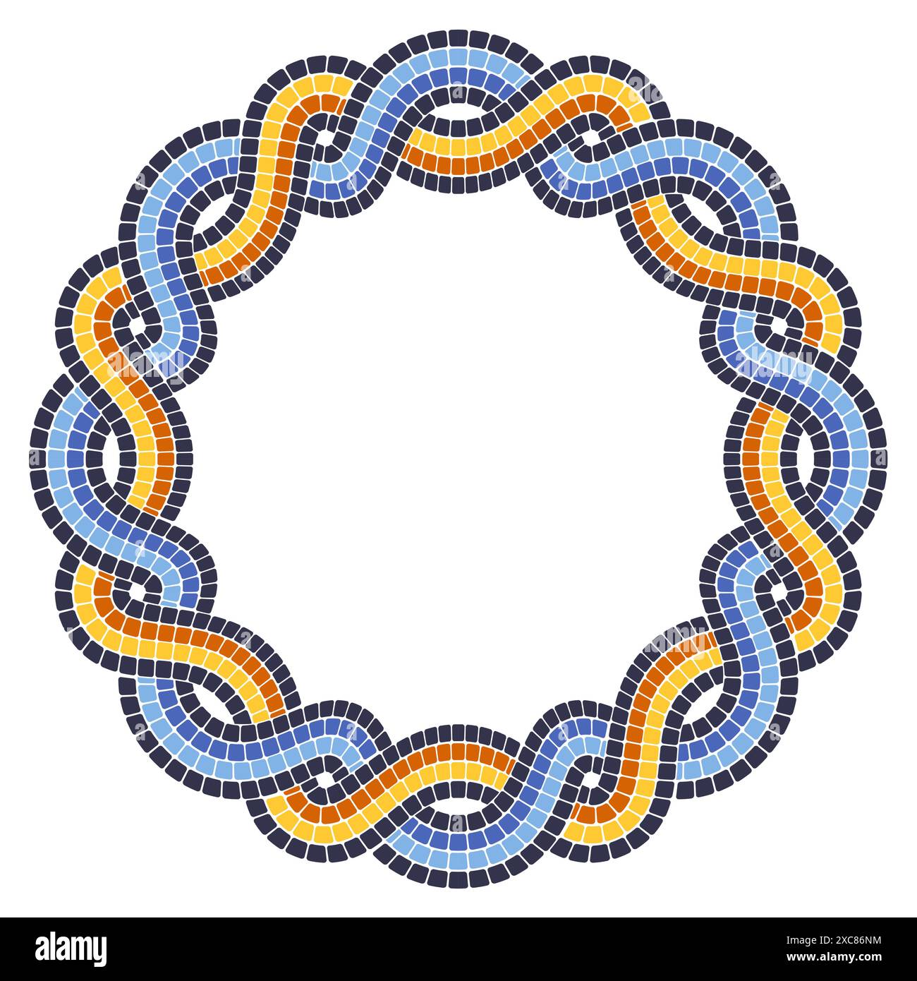 Cadre rond avec deux tresses de mosaïque entrelacées, frontière avec motif d'entrelacement, cercle de queues de cochon en mosaïque, vecteur Illustration de Vecteur