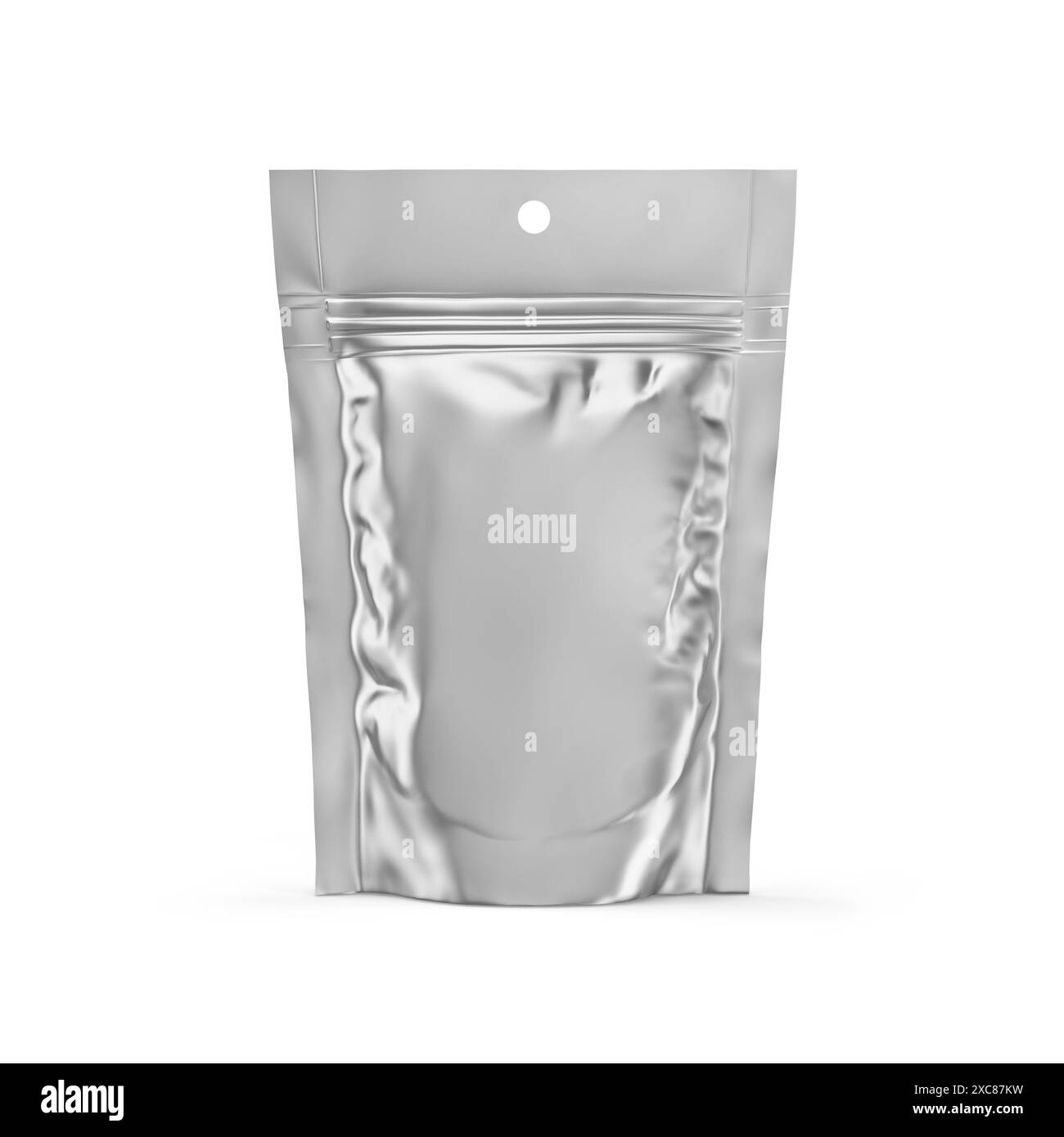 Stand Up Pouch Mockup 3D rendu isolé sur fond blanc Banque D'Images