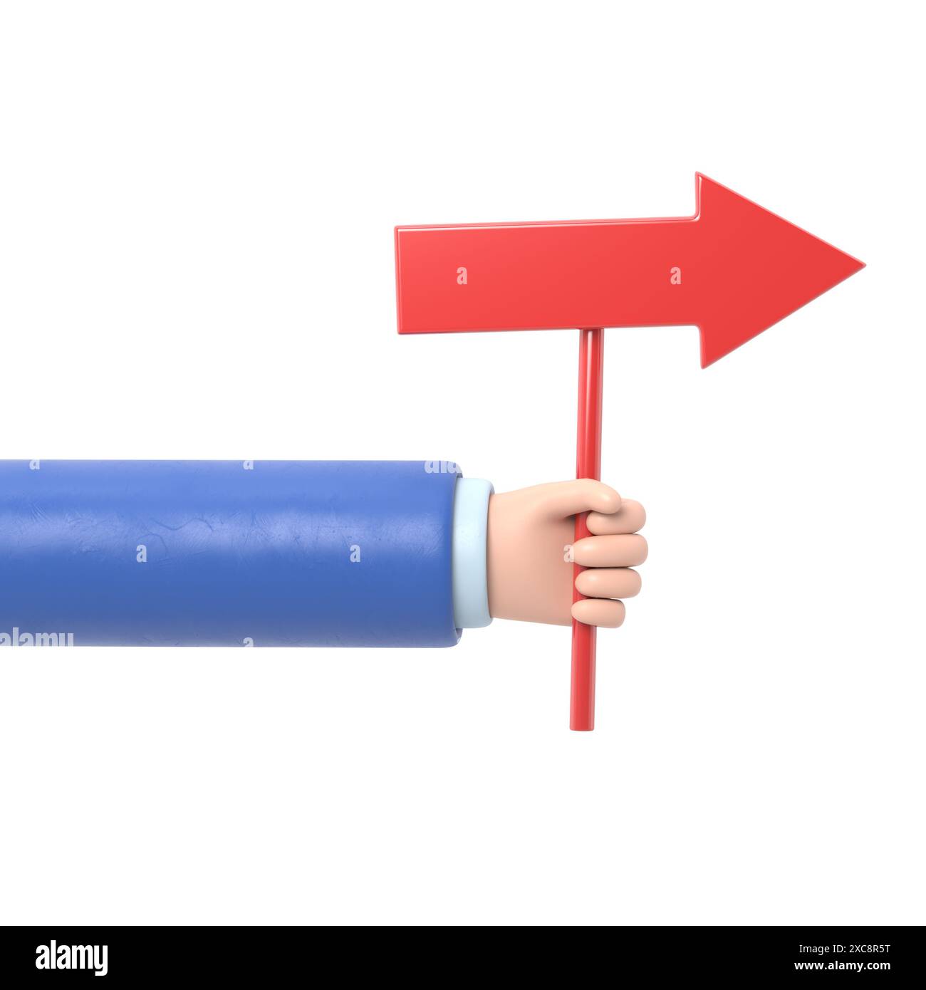 Maquette d'icône de geste de dessin animé. Flèche du pointeur dans un dessin animé. Disney Cartoon.3D rendu sur fond blanc. Banque D'Images