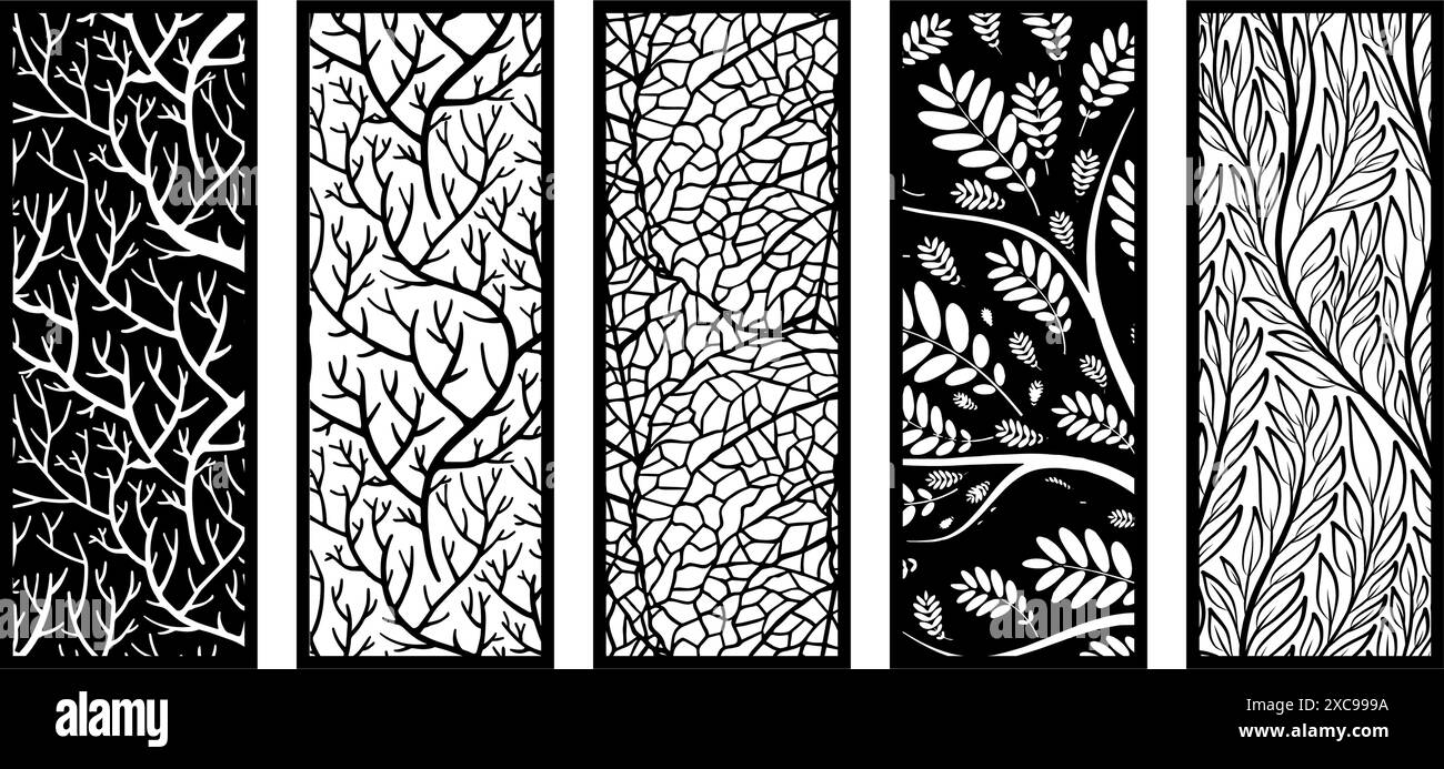 Panneau à feuilles découpé au laser. écrans de séparation de pièce, artisanat de papier, fond de carte. Illustration de Vecteur