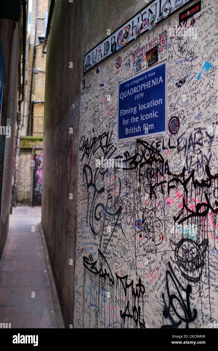 Quadrophenia Alley est situé à East Street Brighton et est l'un des lieux de tournage célèbres dans le film culte Quadrophenia de 1979. Banque D'Images