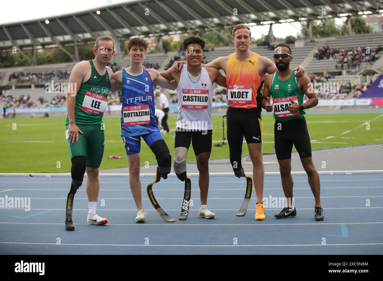 Paris, France, vendredi 14 juin 2024, Handisport Paris Open 2024, Vloet, Castillo, Bottazzini, Alsana, Lee, finale T44/T64 200 m homme. Crédit François Loock / Alamy Live News Banque D'Images