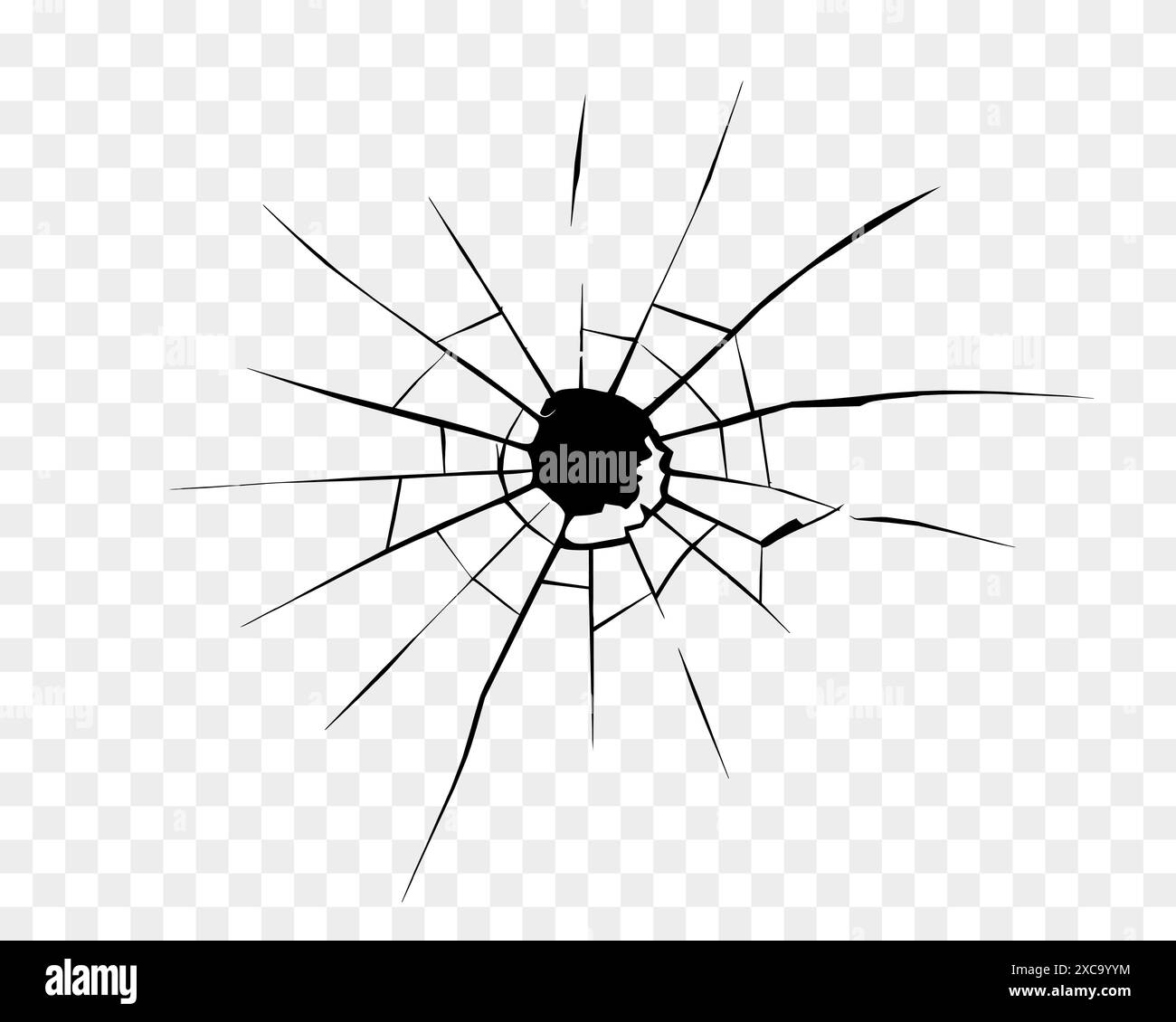 Verre brisé, fissures sur verre isolé. Illustration de Vecteur