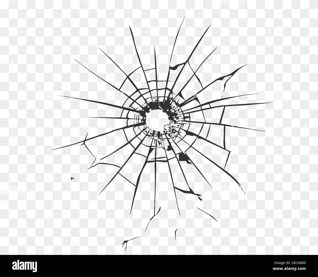 Verre brisé, fissures sur verre isolé. Illustration de Vecteur