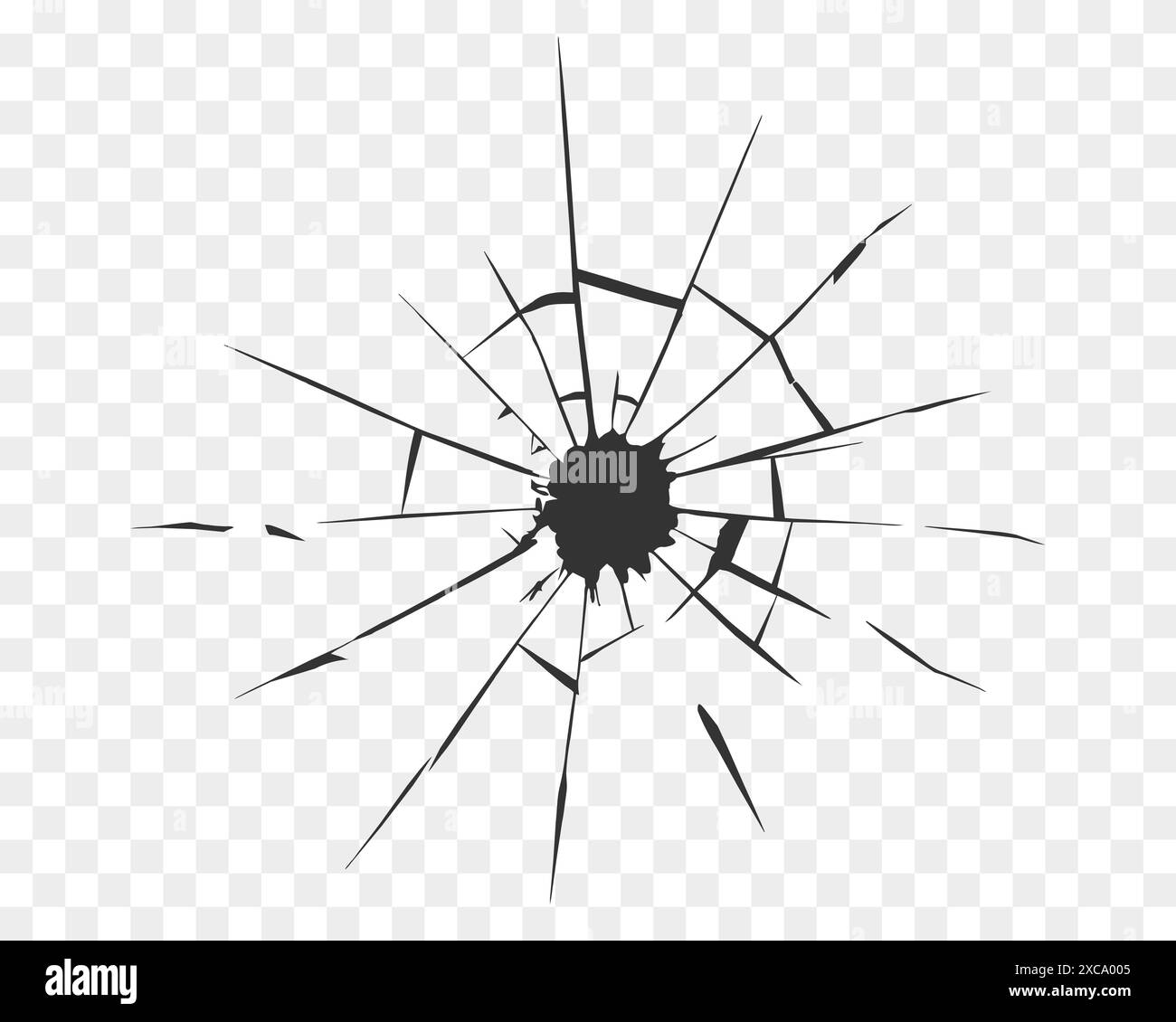 Verre brisé, fissures sur verre isolé. Illustration de Vecteur