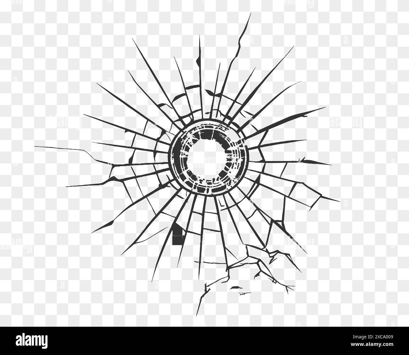 Verre brisé, fissures sur verre isolé. Illustration de Vecteur