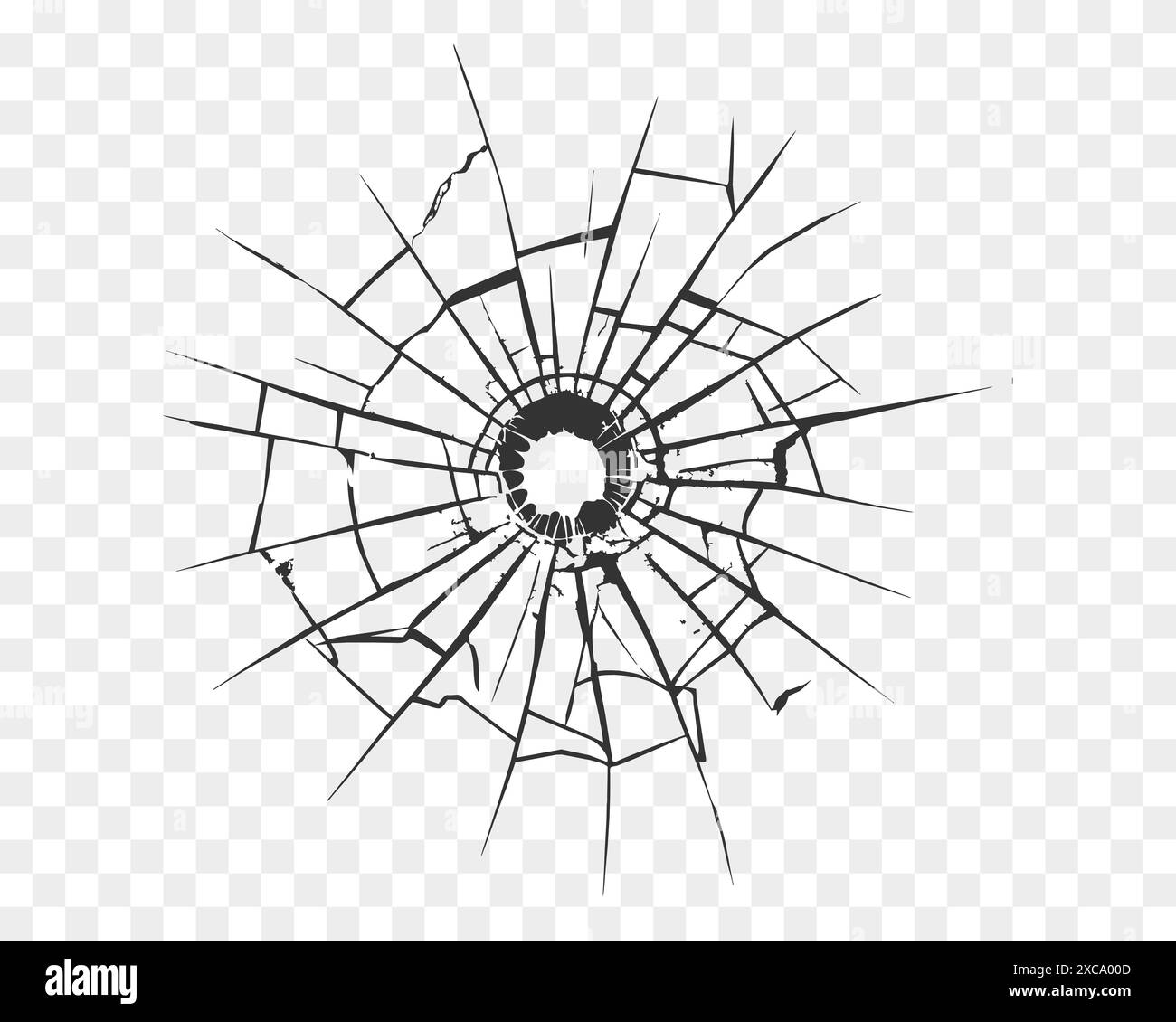 Verre brisé, fissures sur verre isolé. Illustration de Vecteur