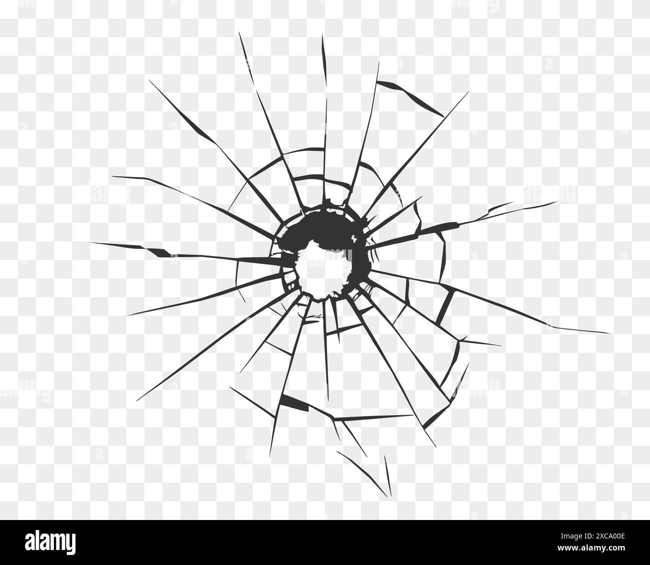 Verre brisé, fissures sur verre isolé. Illustration de Vecteur