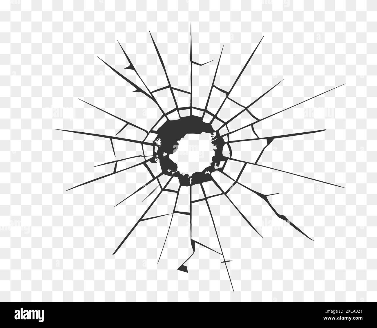 Verre brisé, fissures sur verre isolé. Illustration de Vecteur