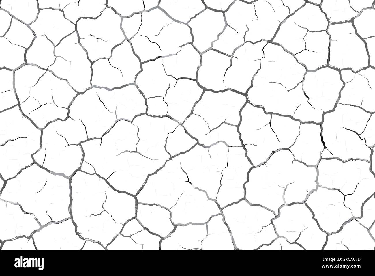 La texture des fissures est blanche et noire. Arrière-plan vectoriel. Masse fissurée. Structure des fissures. Fissures dans la texture de la surface sèche du sol Illustration de Vecteur
