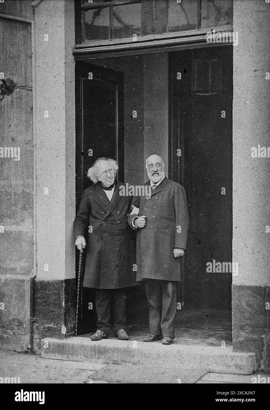 Il s'agit d'une photographie du chimiste français Michel Eugène Chevreul (à gauche), prise par Nadar au XIXe siècle. Banque D'Images