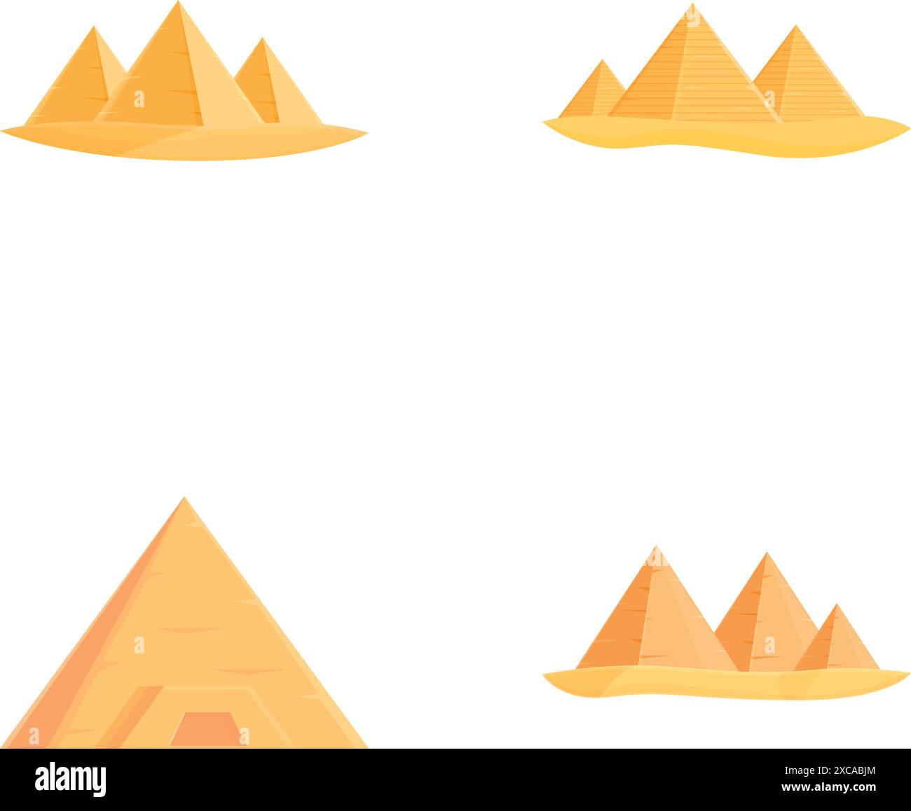 Les icônes pyramidales anciennes définissent le vecteur de dessin animé. Tombeau de Pharaon en afrique. Symbole du tourisme Illustration de Vecteur