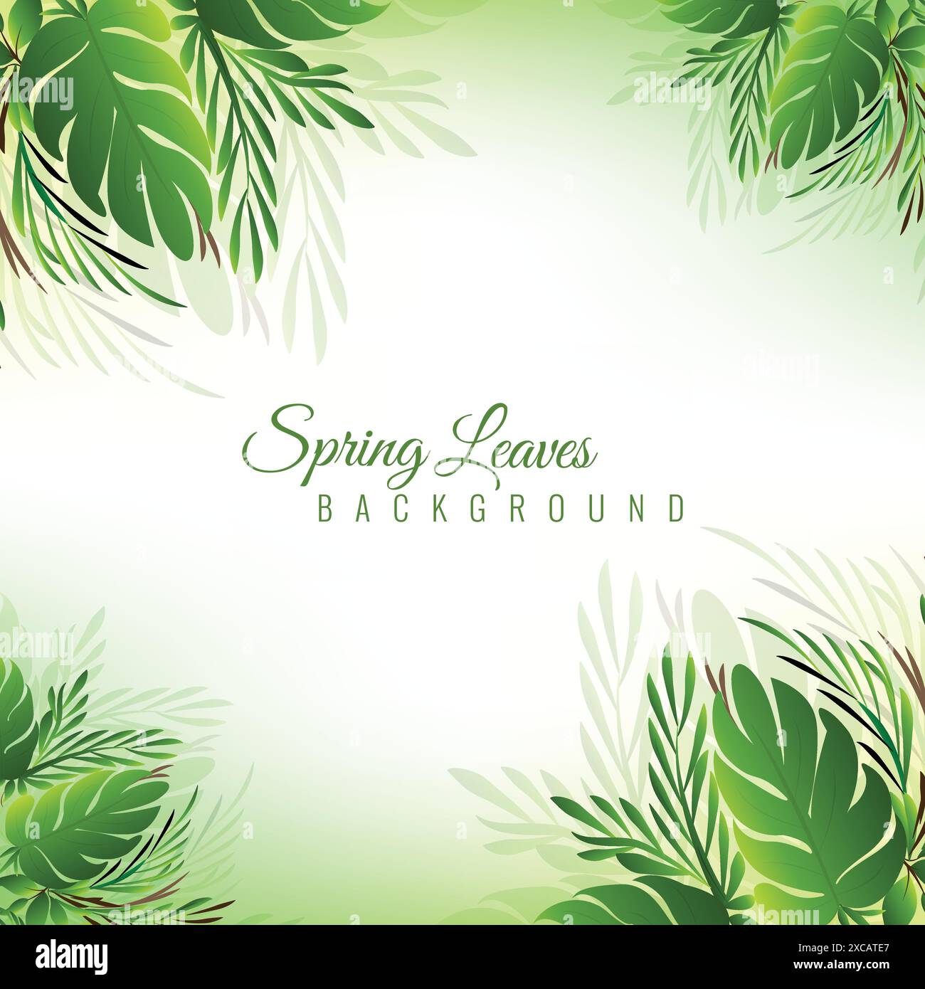 Fond décoratif de feuilles vertes tropicales réalistes Illustration de Vecteur