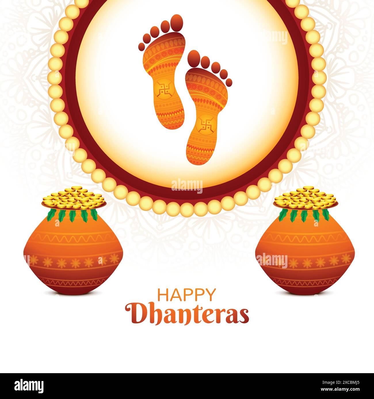 Festival pour la déesse maa lakshmi charan ou paduka dhanteras fond de carte Illustration de Vecteur
