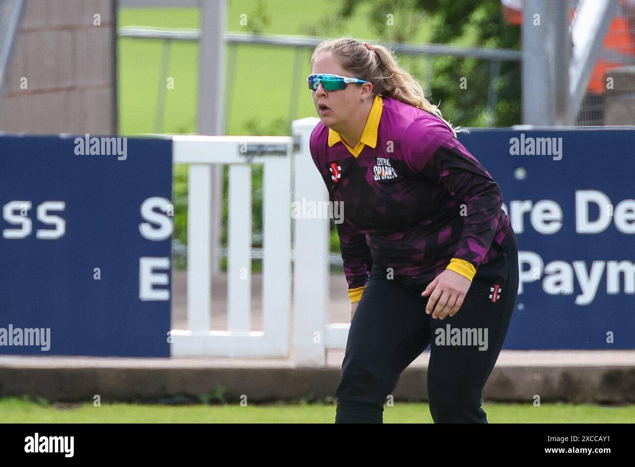 Worcester, Royaume-Uni. 16 juin 2024. ABBI Freeborn lors du match de la Charlotte Edwards Cup entre Central Sparks et Southern Vipers au Worcestershire County Cricket Club, New Road, Worcester, Angleterre le 16 juin 2024. Photo de Stuart Leggett. Utilisation éditoriale uniquement, licence requise pour une utilisation commerciale. Aucune utilisation dans les Paris, les jeux ou les publications d'un club/ligue/joueur. Crédit : UK Sports pics Ltd/Alamy Live News Banque D'Images