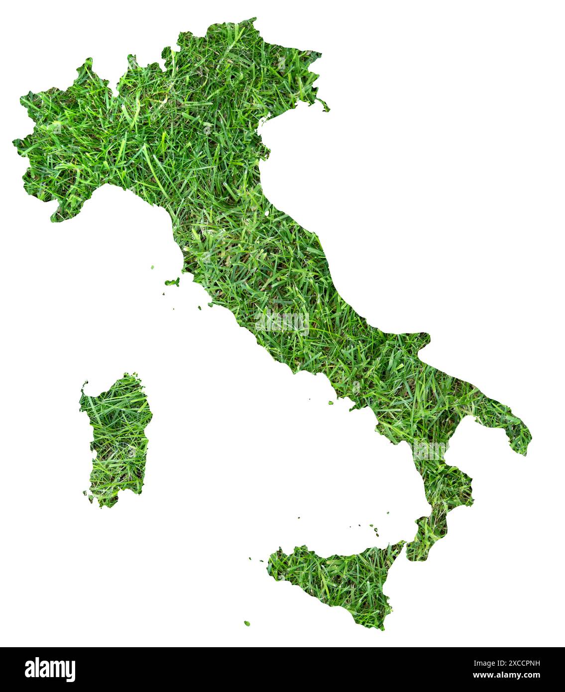 Carte de l'Italie montrant le pays avec un terrain de football de pelouse de l'herbe. Équipe du Championnat d'Europe de football de l'UEFA 2024. Banque D'Images