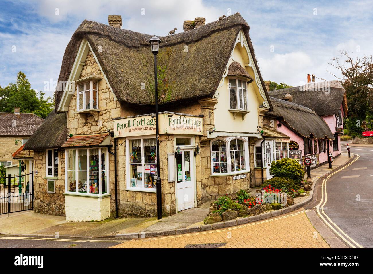 Scène de rue Pencil Cottage, Shanklin, Île de Wight, Royaume-Uni Banque D'Images
