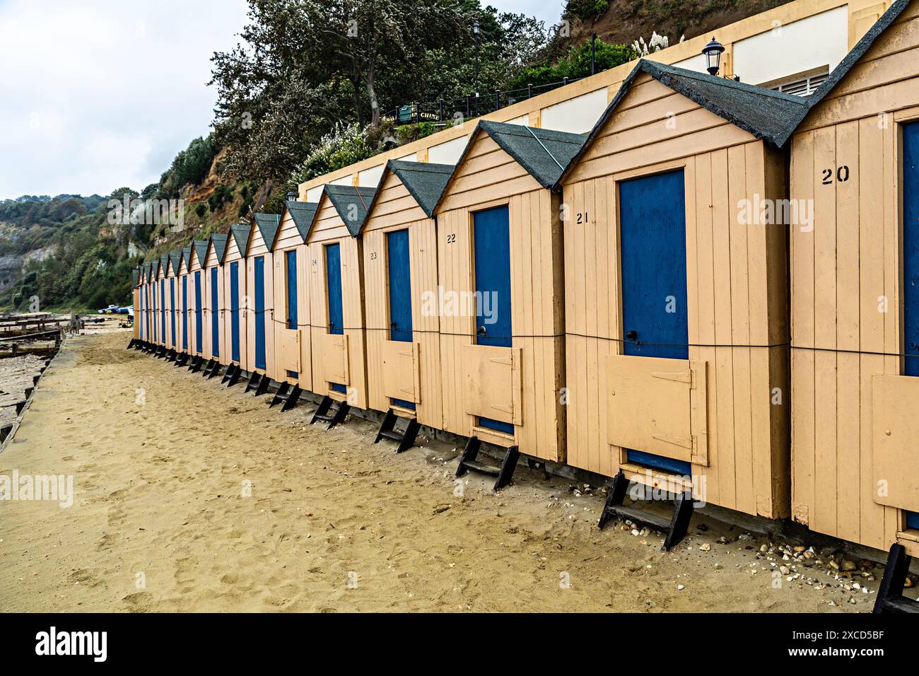 Beach Huts, Shanklin, île de Wight, Royaume-Uni Banque D'Images