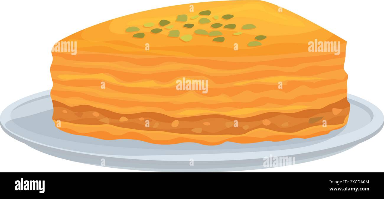 Pâtisserie de baklava sucrée faite de couches de filo fourrées de noix hachées et sucrées avec du sirop ou du miel Illustration de Vecteur