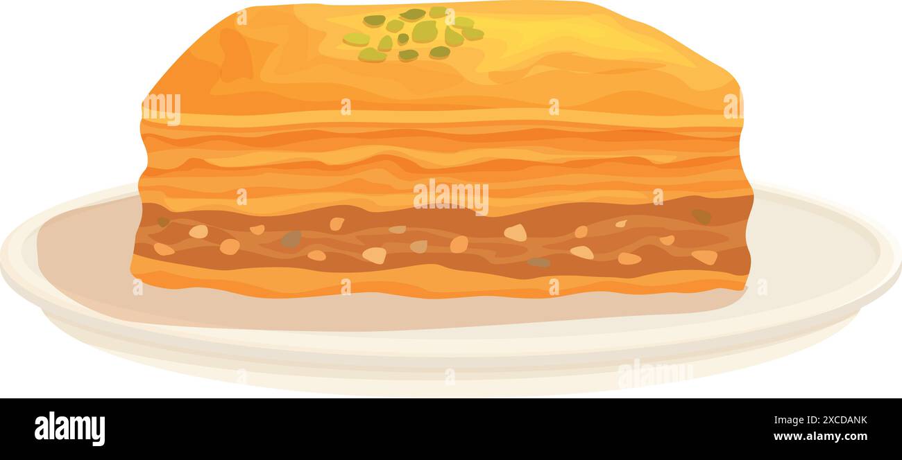 Illustration tentante du baklava, mettant en valeur ses couches feuilletées et son remplissage de noisettes, un vrai délice pour les amateurs de desserts Illustration de Vecteur