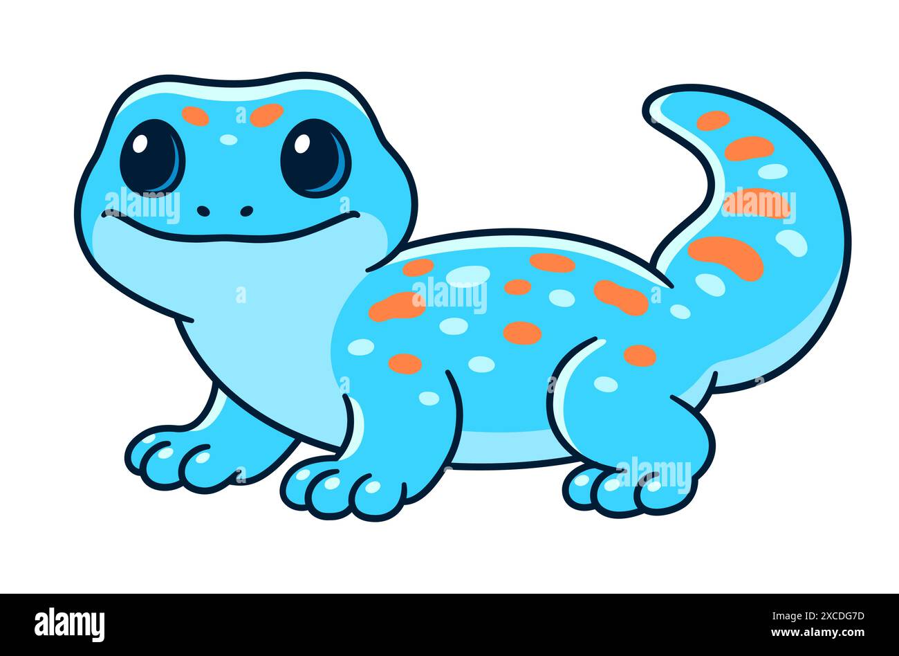 Illustration vectorielle de dessin animé mignon Tokay Gecko. Drôle petit lézard tropical avec motif à taches bleues. Illustration de Vecteur