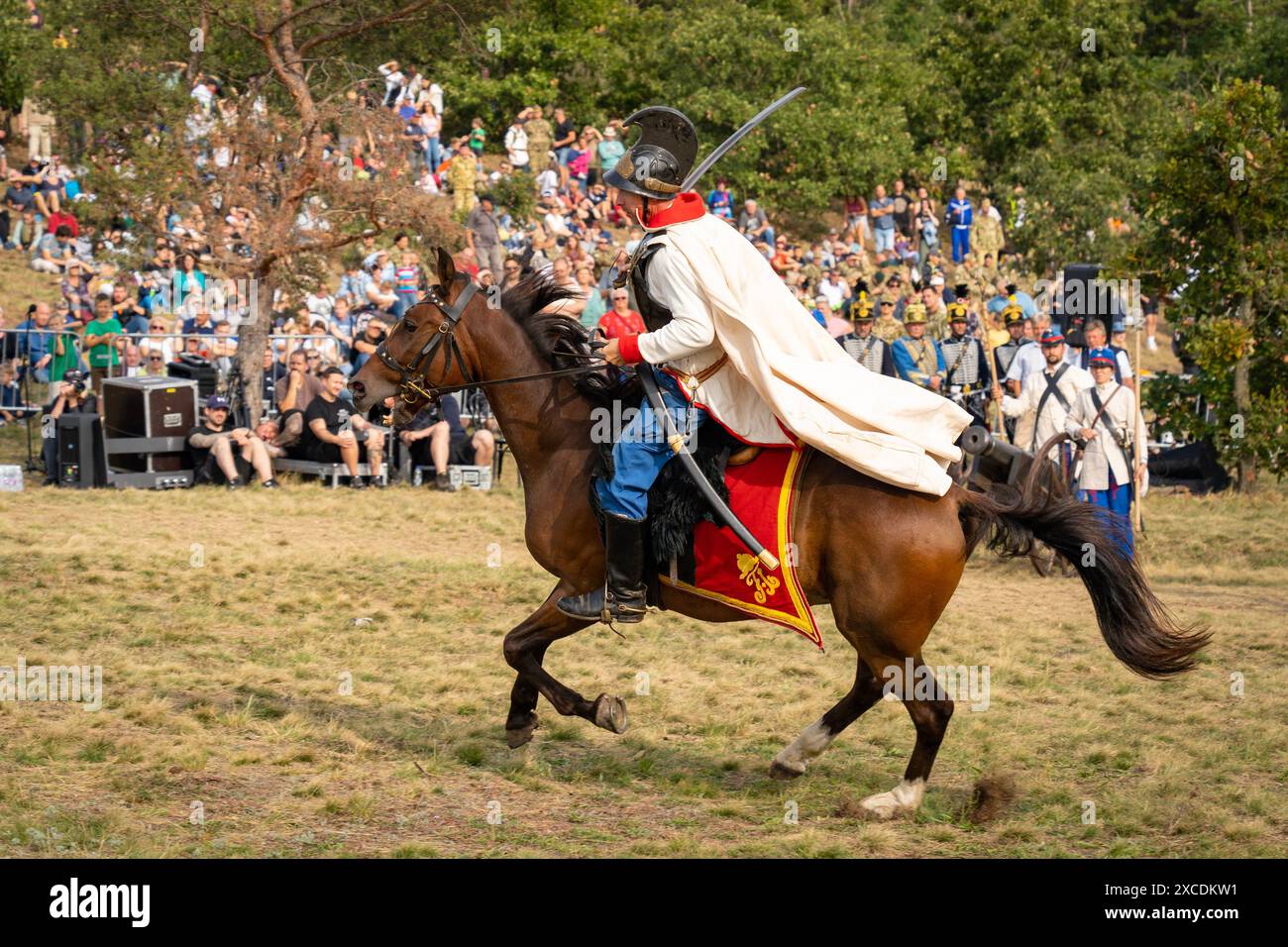 Dragons autrichiens à l'événement organisé pour commémorer la bataille de Pakozd en 1848. Pakozd, Hongrie - septembre 30. 2023. Banque D'Images