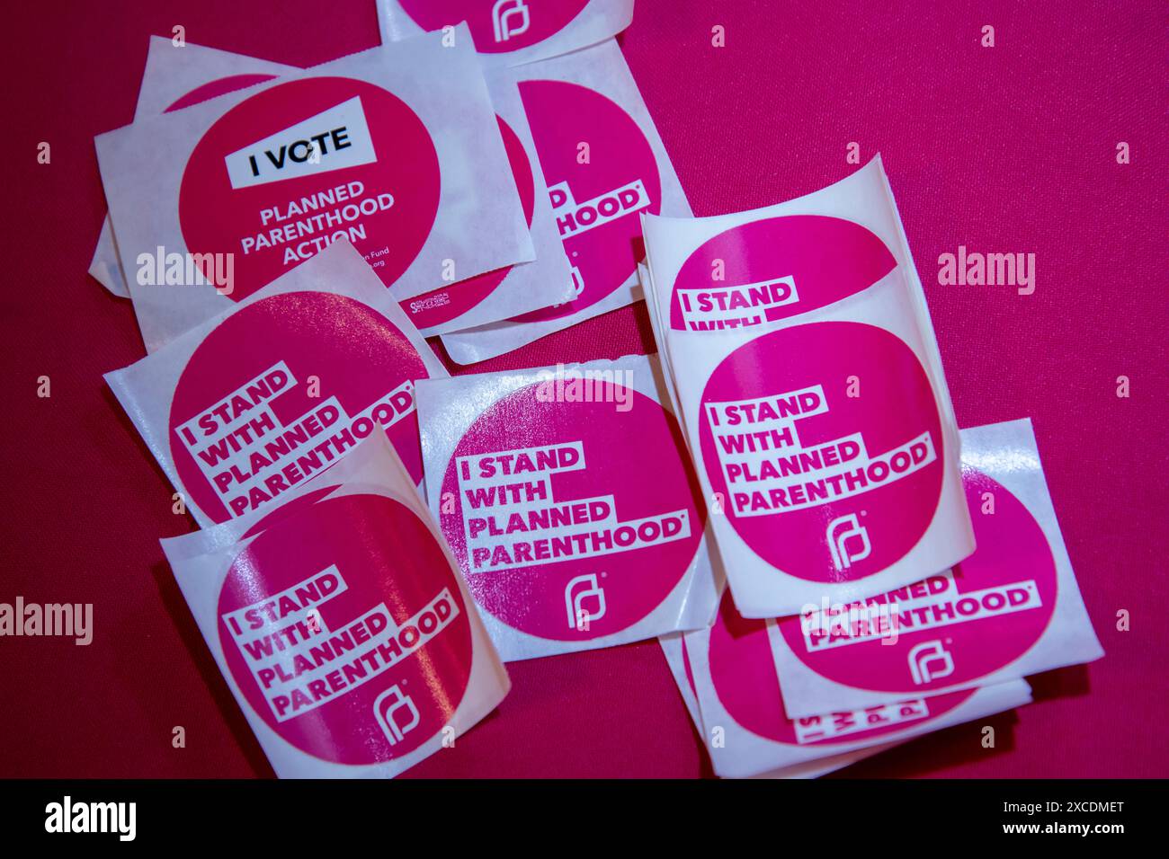 Paul, Minnesota. Capitale de l'État.. Je me tiens avec des autocollants de parentalité planifiés mis à un rassemblement de fécondation in vitro. Banque D'Images