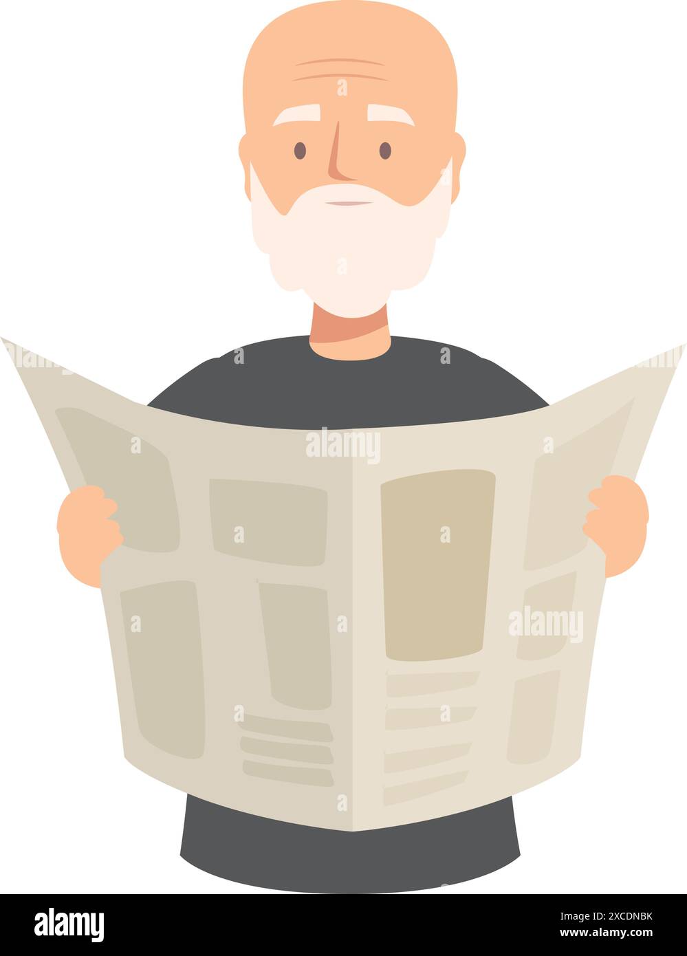 Homme senior tenant et lisant un journal, restant informé des affaires courantes Illustration de Vecteur