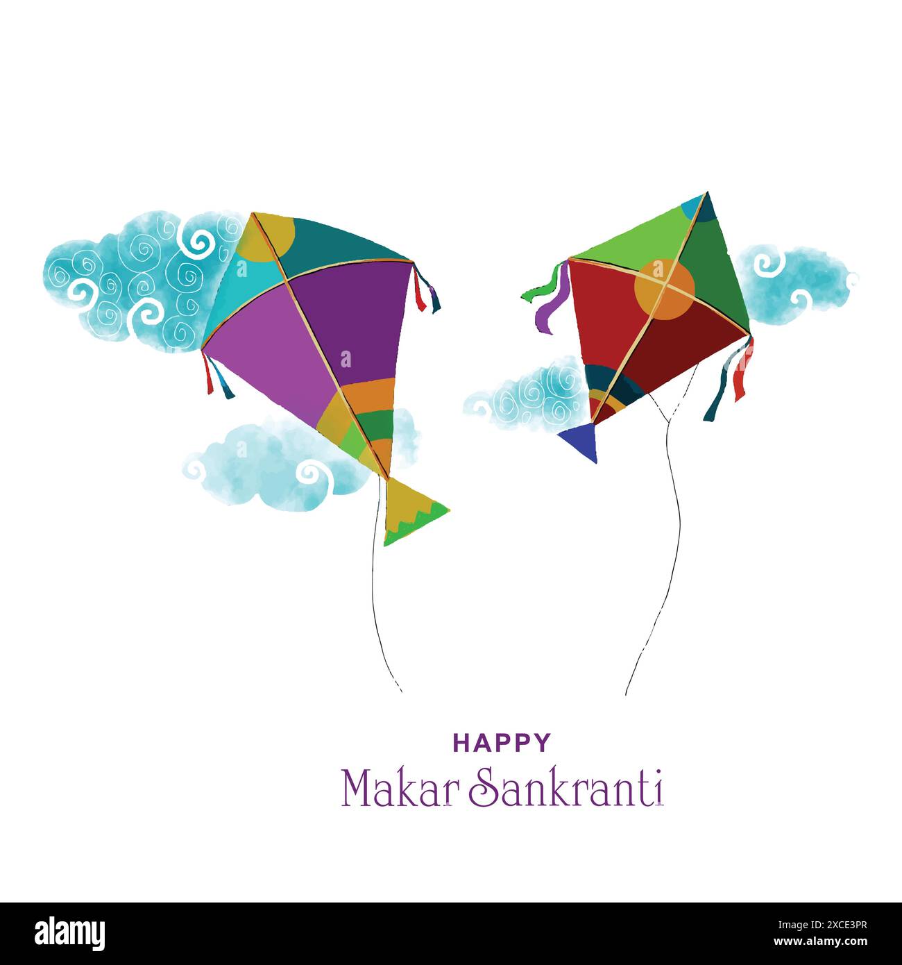 Heureux makar sankranti cerfs-volants colorés pour le festival de l'inde Illustration de Vecteur