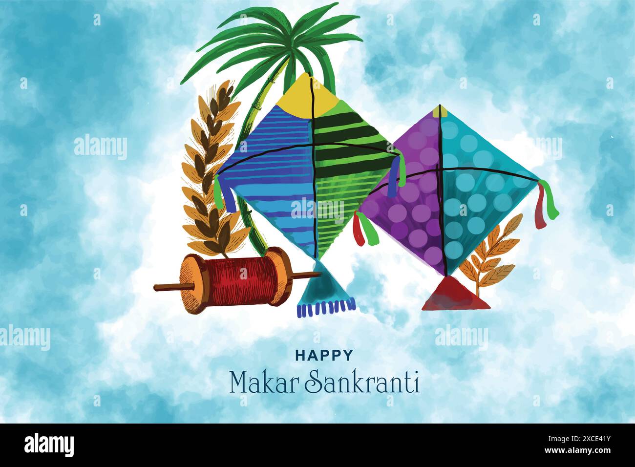 Makar sankranti carte de voeux fond de vacances Illustration de Vecteur