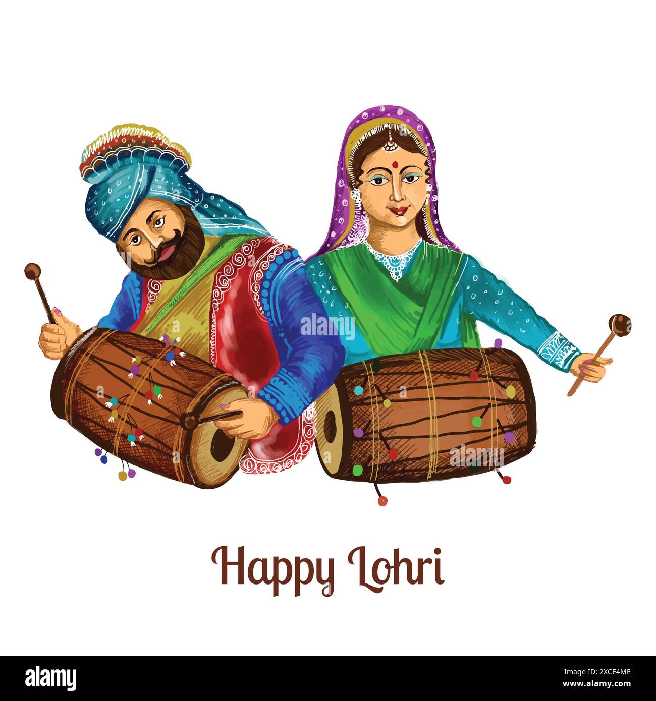 Illustration du festival Happy lohri de fond de carte punjabi Illustration de Vecteur