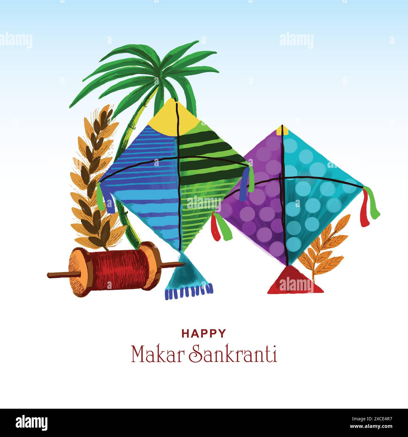 Makar sankranti carte de voeux fond de vacances Illustration de Vecteur